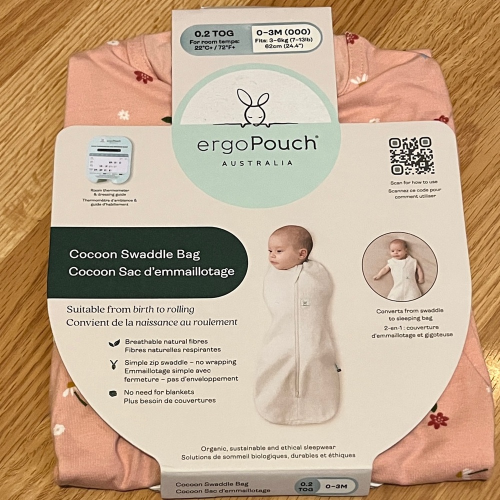 ErgoPouch Cocoon Swaddle Bag in Pink 0-3 Months